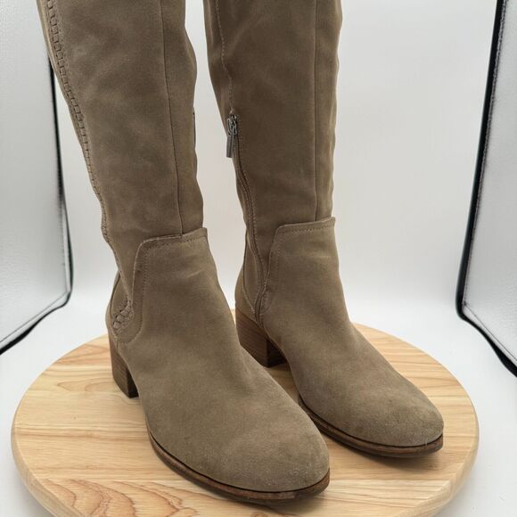 Vince Camuto Kochelda Suede Boots Womens 8.5M Tan Knee High Side Zipper Tall - Picture 1 of 13